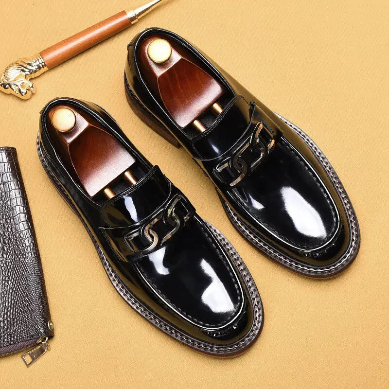 Men Loafers Shoes Real Leather Dress Shoes Wedding Casual Business Shoes Slip On