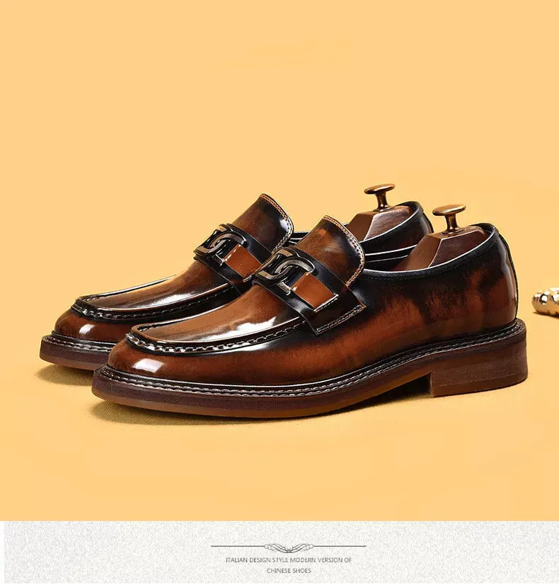 Men Loafers Shoes Real Leather Dress Shoes Wedding Casual Business Shoes Slip On