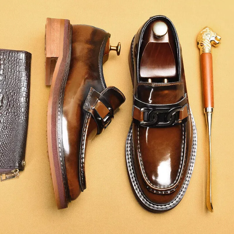 Men Loafers Shoes Real Leather Dress Shoes Wedding Casual Business Shoes Slip On