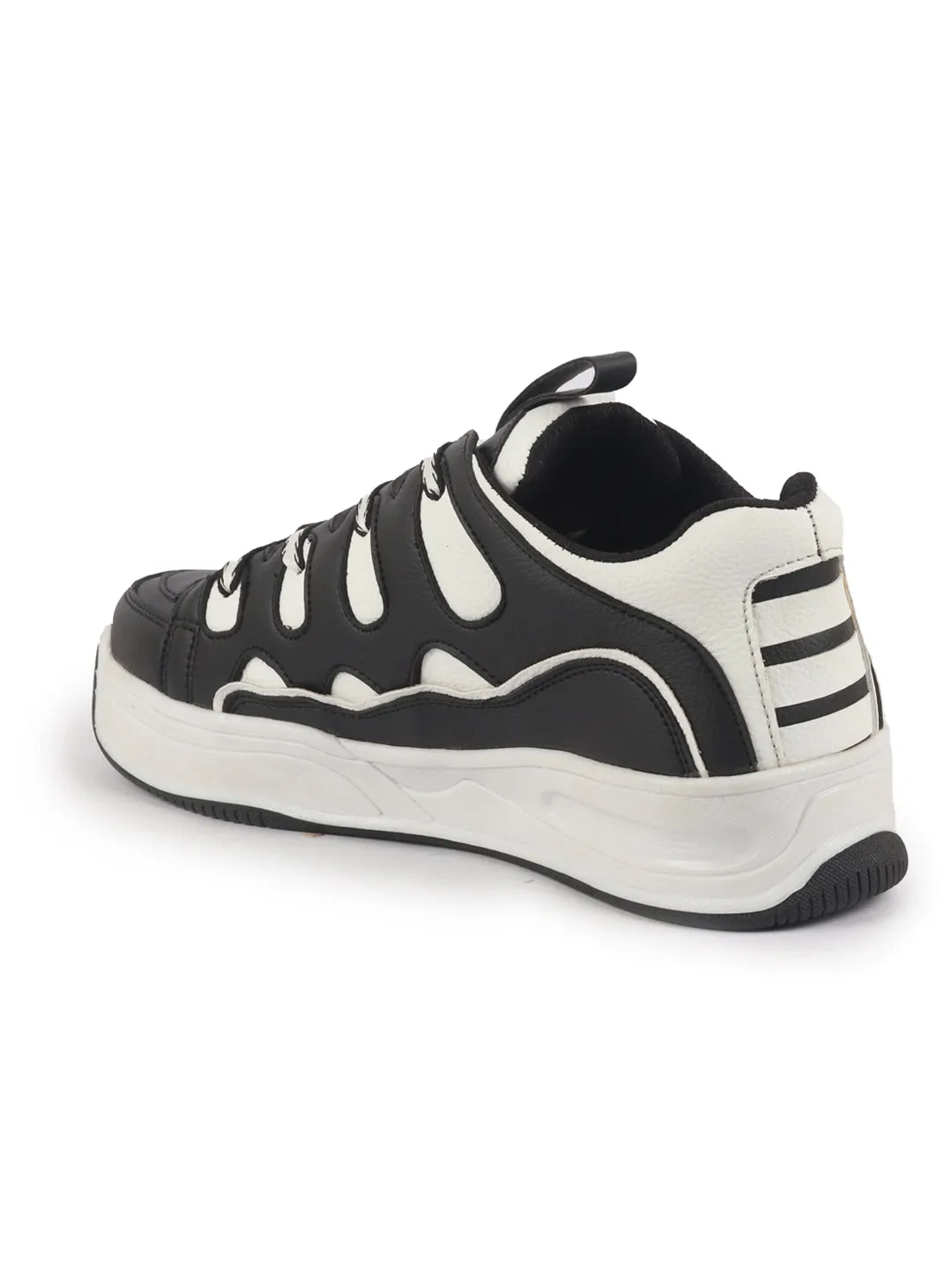 Men White Retro Streetwear Chunky Rugged Sneakers | Heavy Duty Gen-Z Korean Casual Shoes | Memory Cushioned Insole