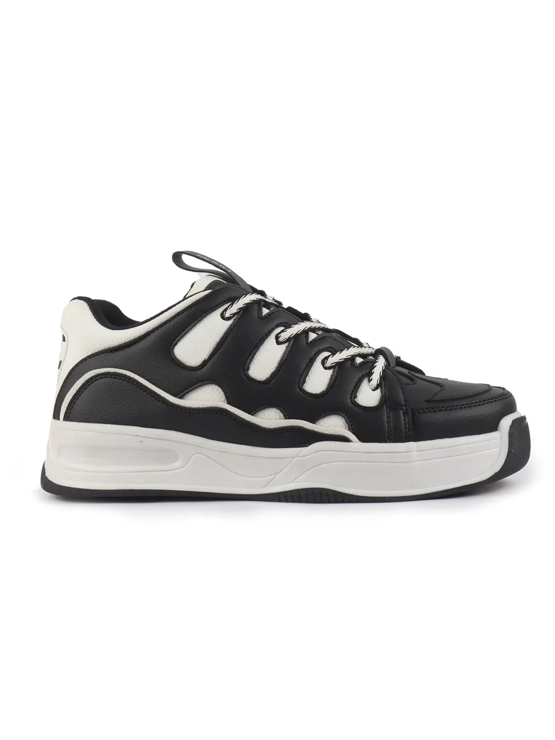 Men White Retro Streetwear Chunky Rugged Sneakers | Heavy Duty Gen-Z Korean Casual Shoes | Memory Cushioned Insole