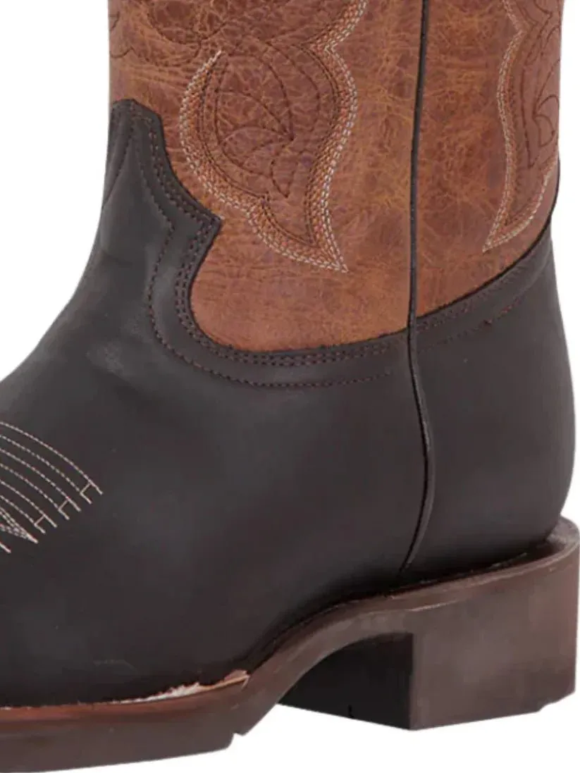 Men's Bovine Leather Classic Western Cowboy Boots 'El General' Color Choco 43004