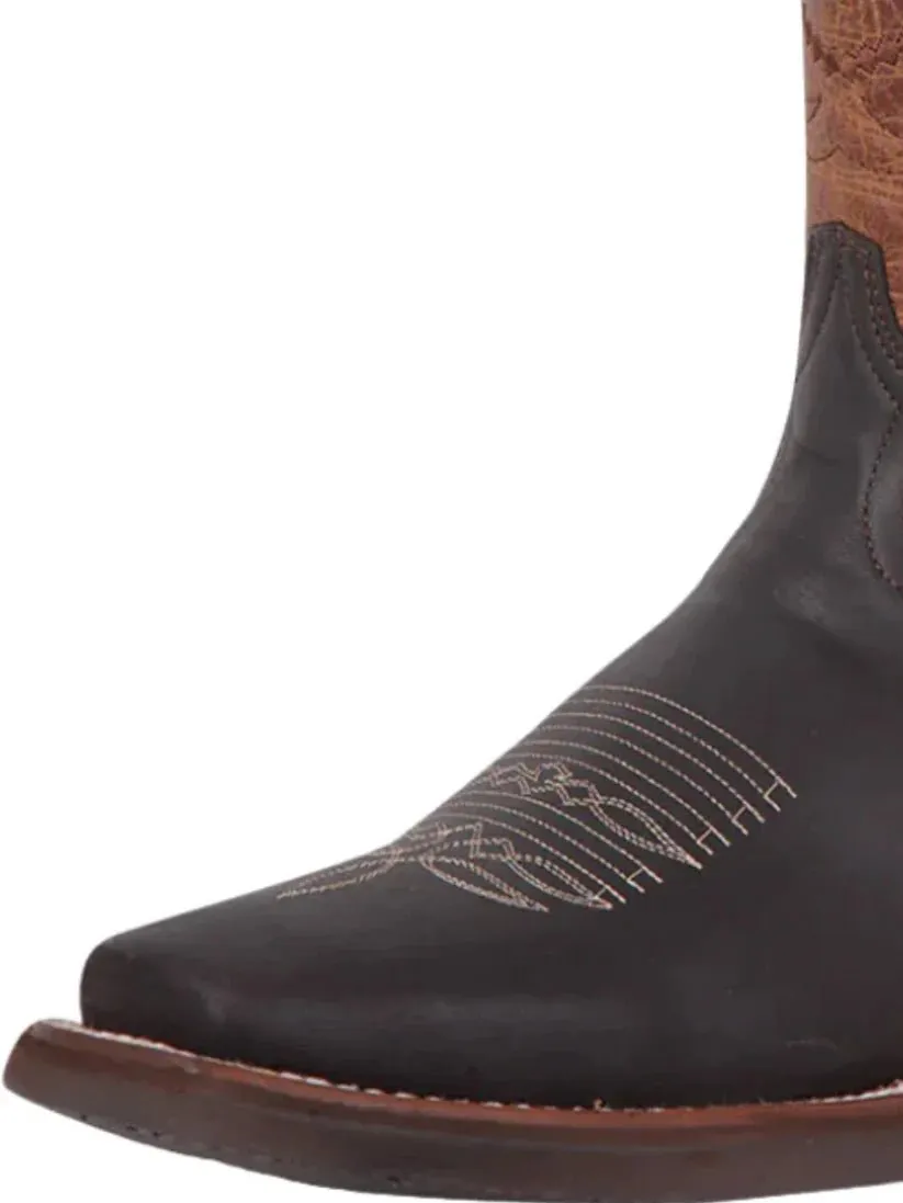 Men's Bovine Leather Classic Western Cowboy Boots 'El General' Color Choco 43004