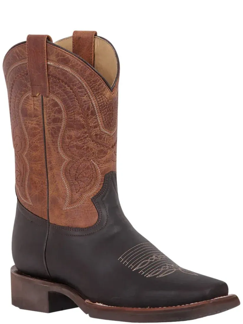 Men's Bovine Leather Classic Western Cowboy Boots 'El General' Color Choco 43004