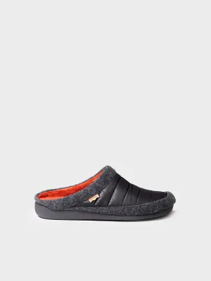 Men's clog-style slipper in felt and padded fabric in Black - NORDI-TK