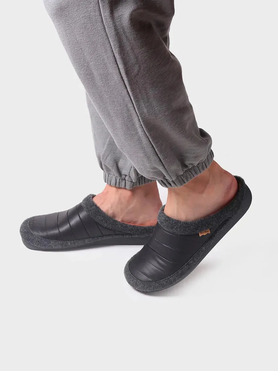 Men's clog-style slipper in felt and padded fabric in Black - NORDI-TK
