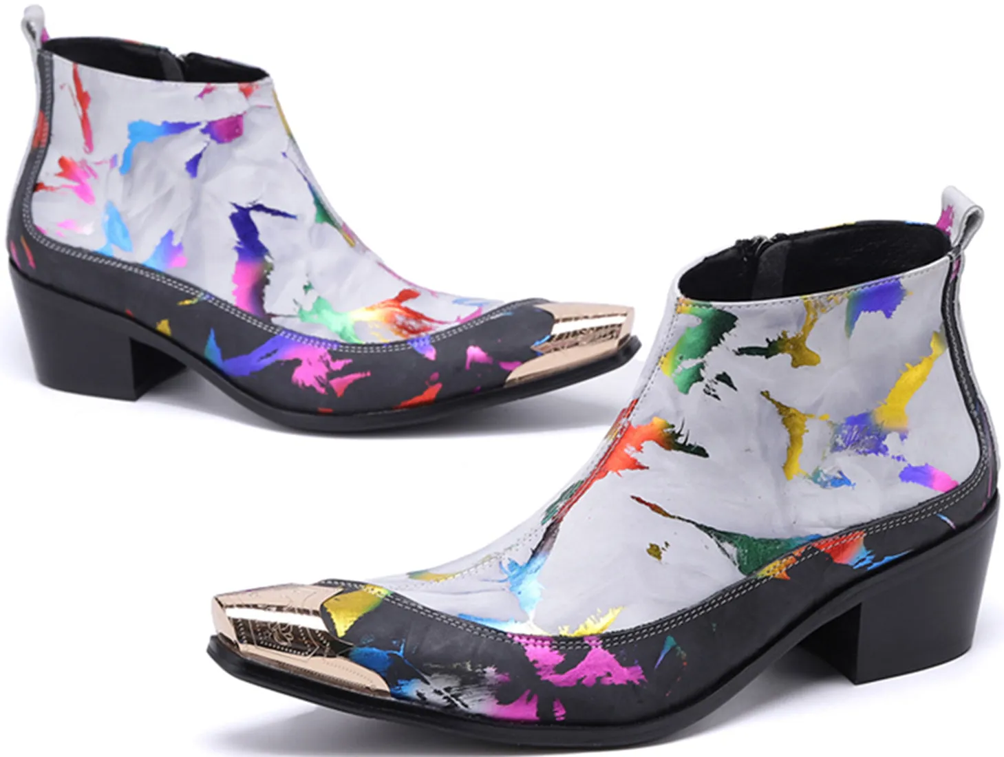 Men's Metal Tip Handwriting Western Boots