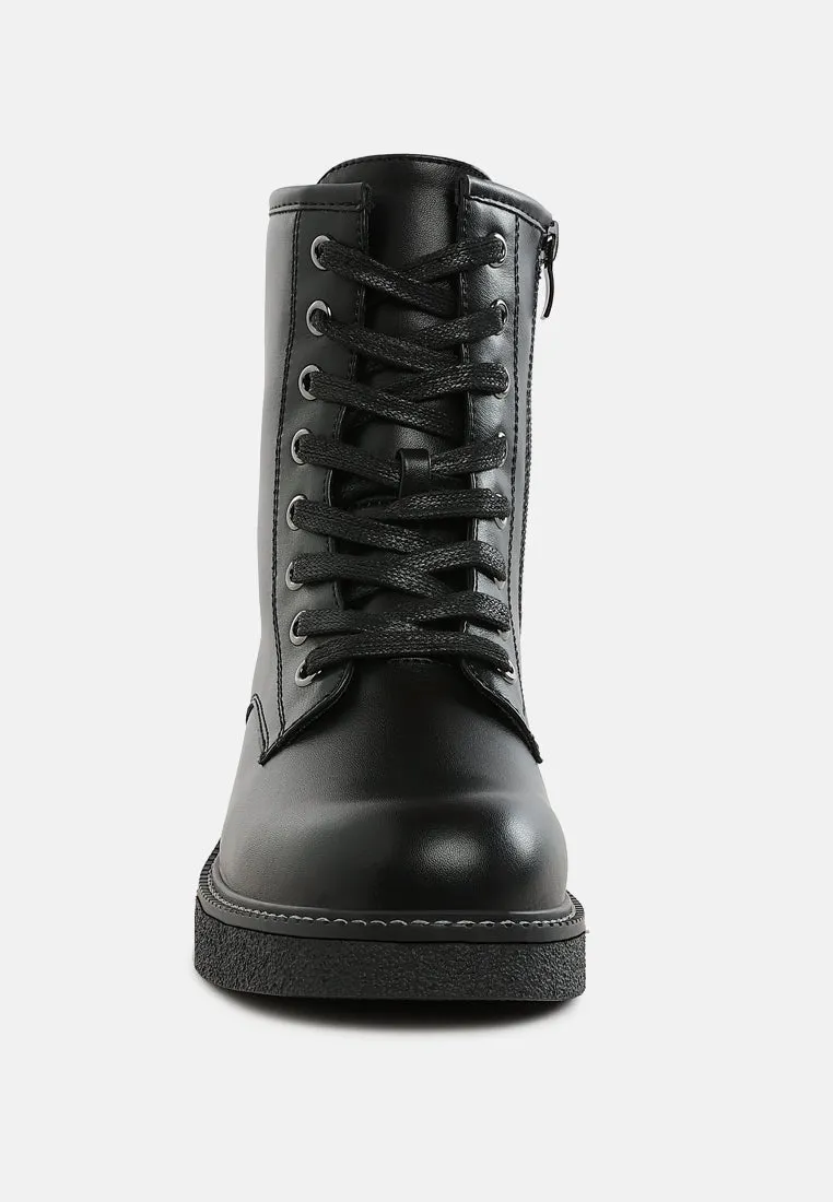 Metallic Texture Lace Up Boots By RUW