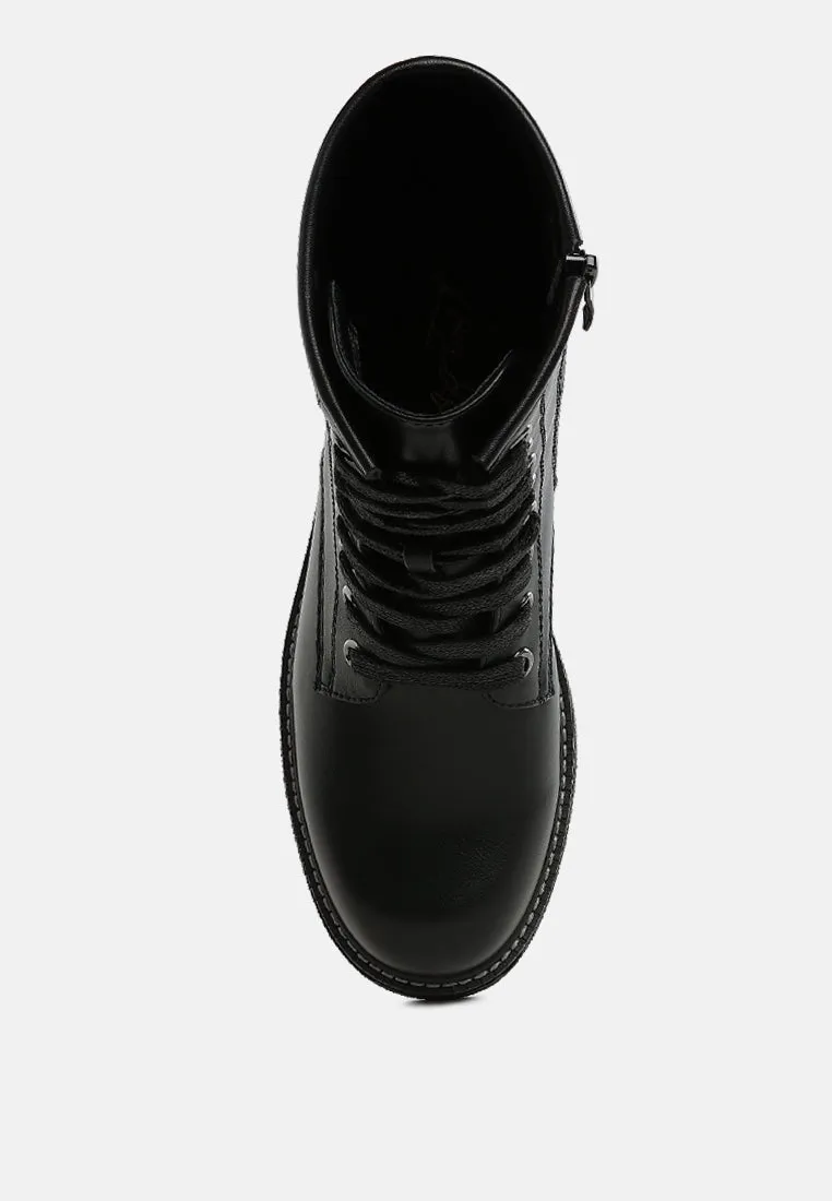 Metallic Texture Lace Up Boots By RUW