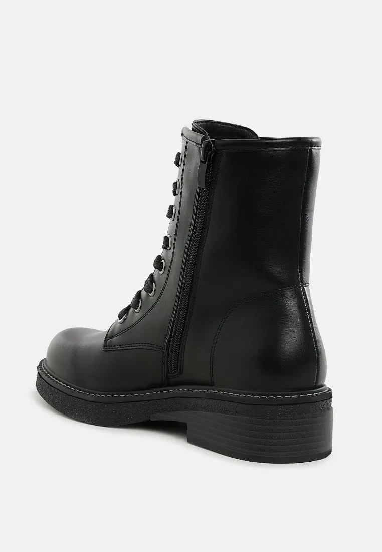Metallic Texture Lace Up Boots By RUW