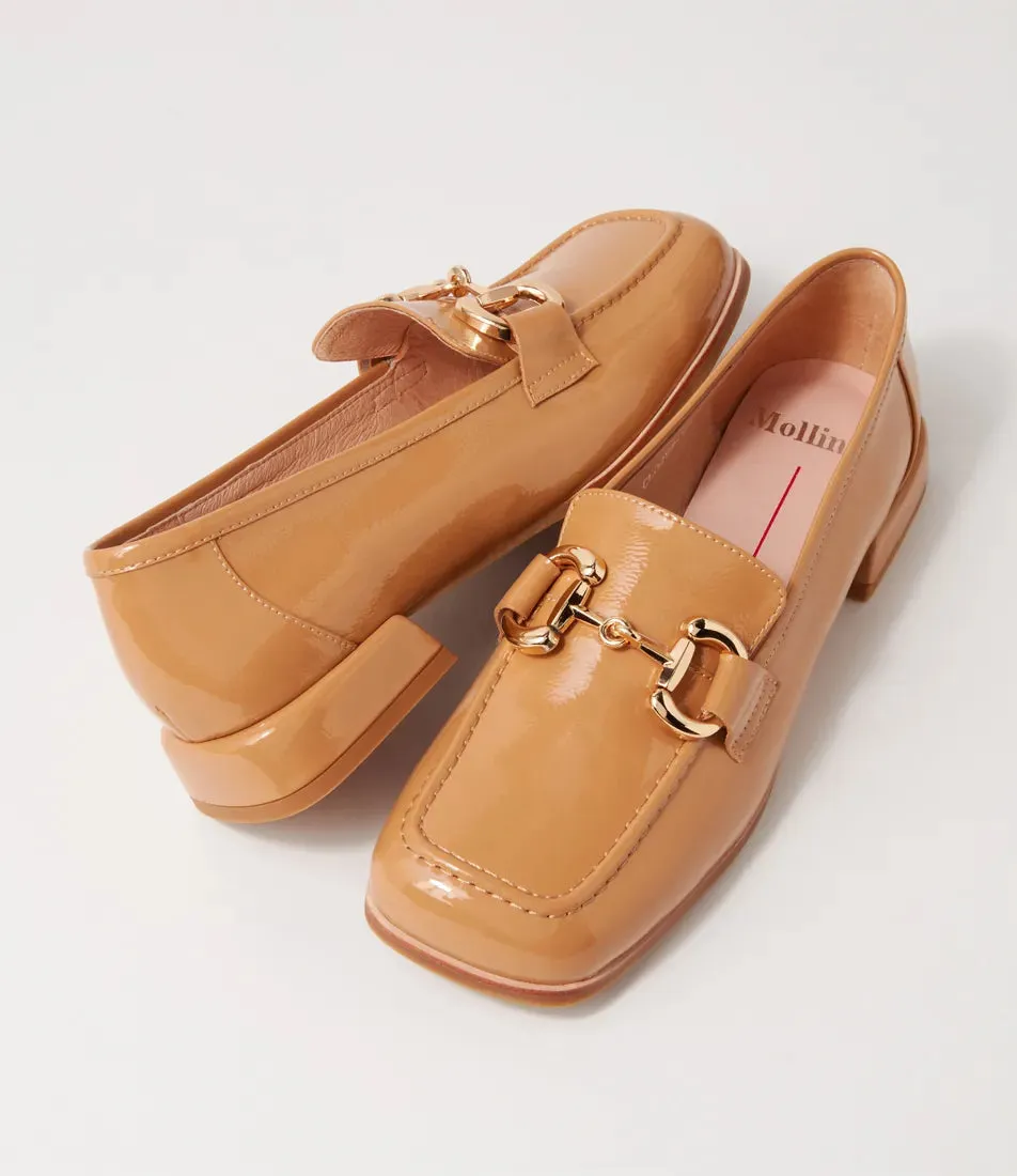 Mollini Clozer Camel Crinkle Patent Loafer