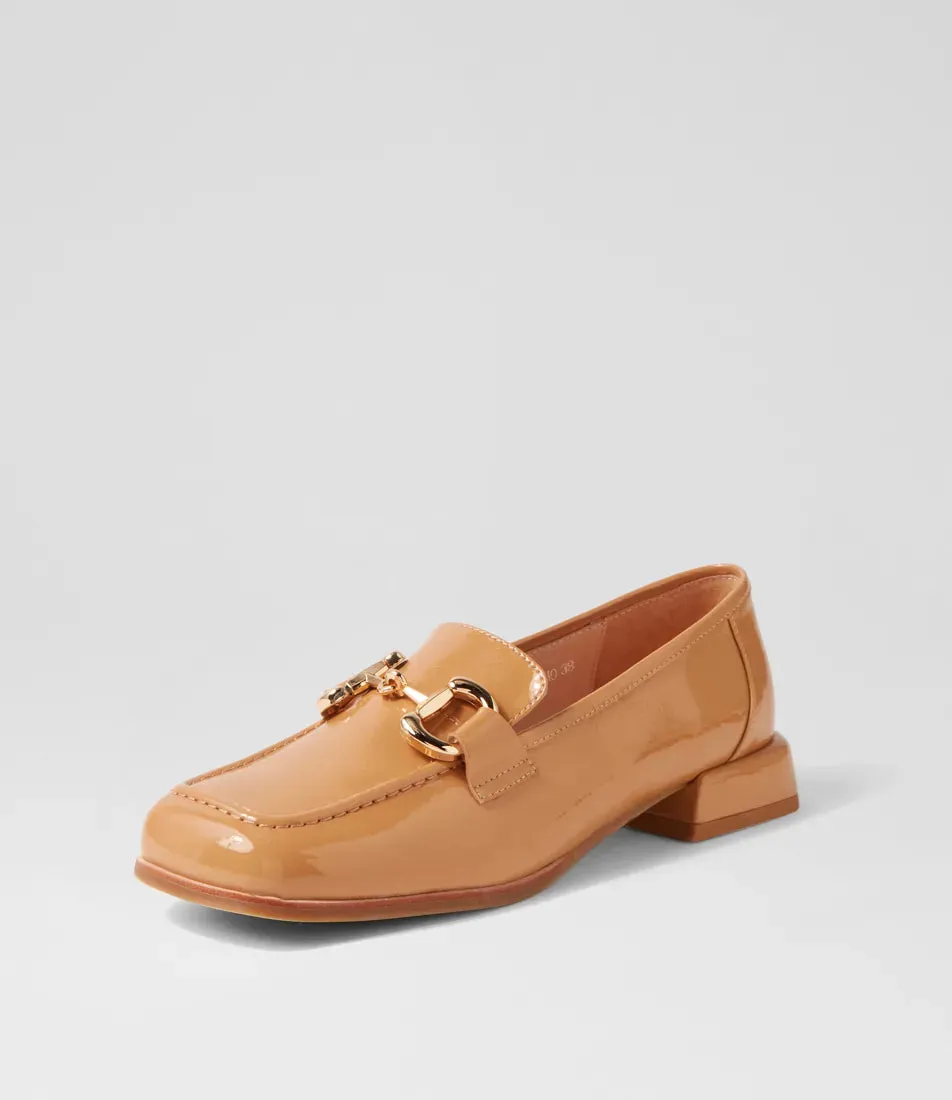 Mollini Clozer Camel Crinkle Patent Loafer