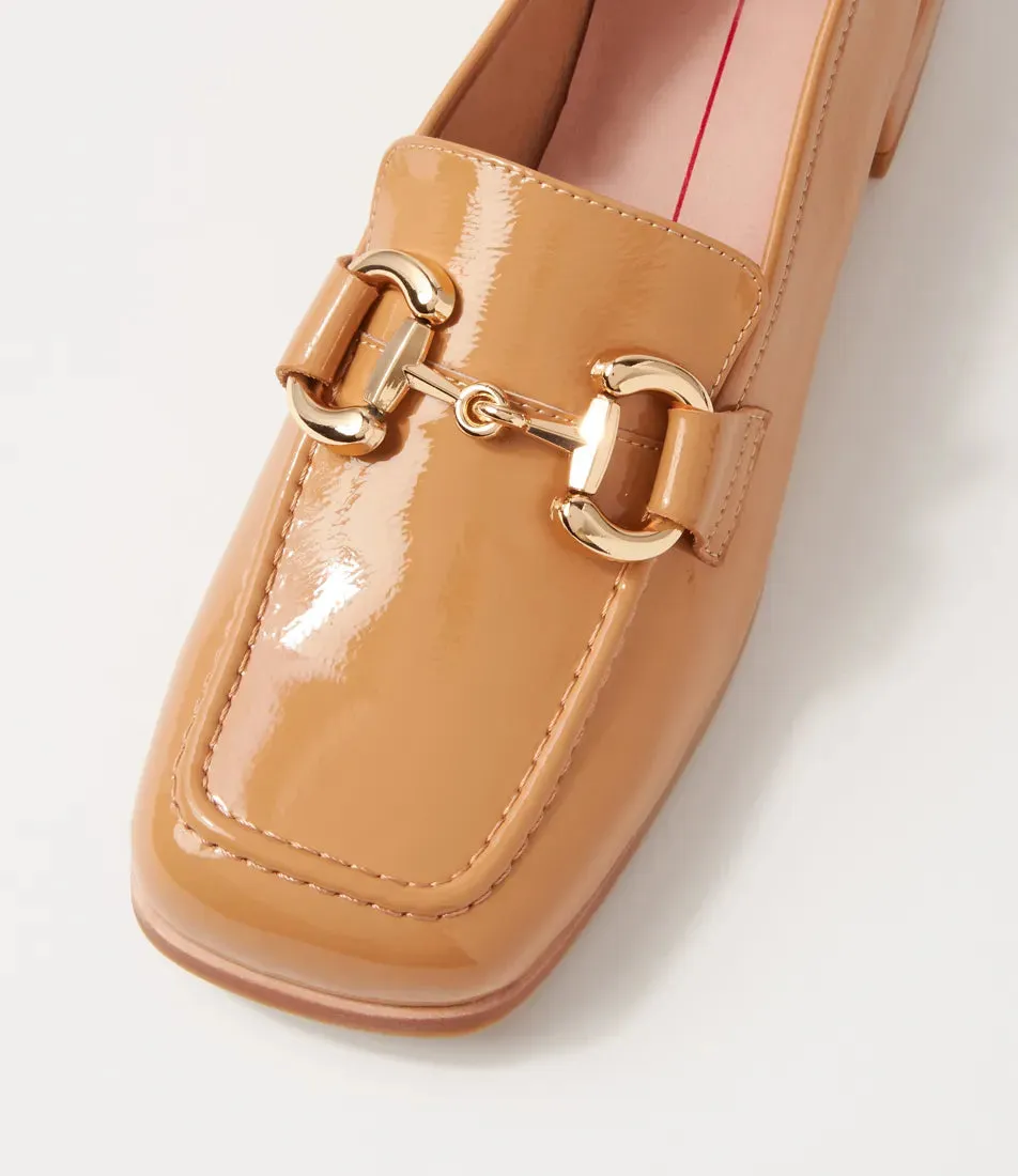 Mollini Clozer Camel Crinkle Patent Loafer