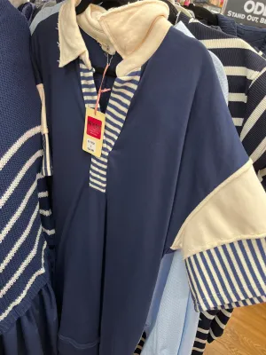 NAVY/WHITE STRIPE POLO SHIRT DRESS