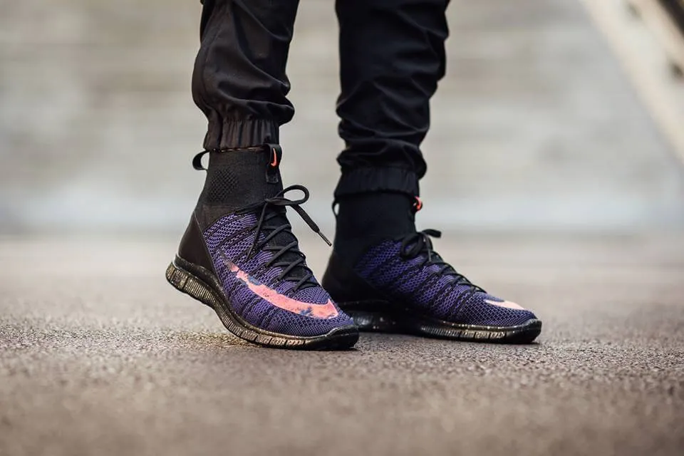 NIKE FREE FLYKNIT MERCURIAL Black & Bright Crimson
