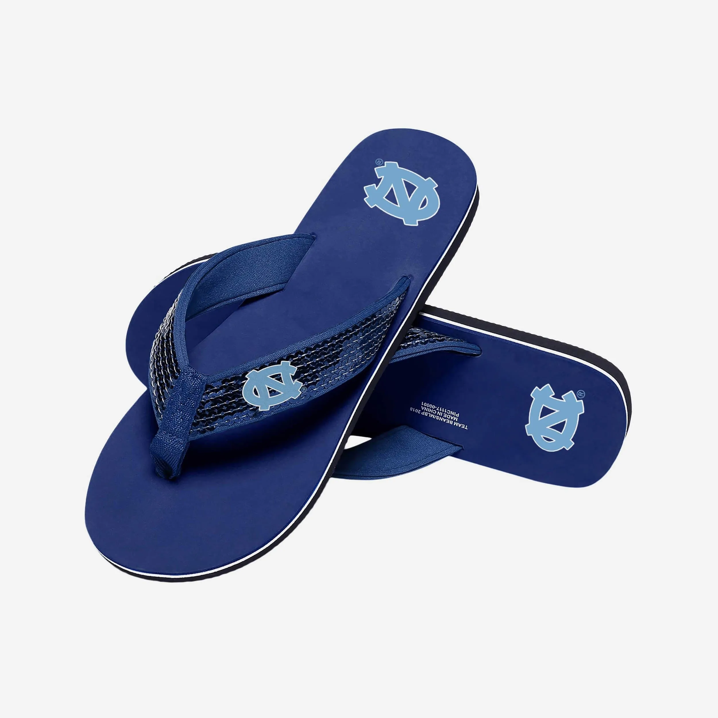 North Carolina Tar Heels Womens Sequin Flip Flop