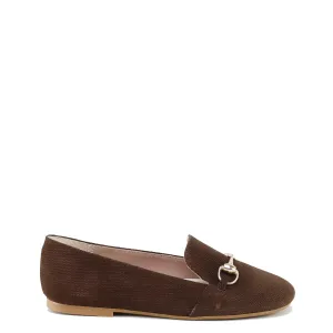 Papanatas Brown Textured Buckle Loafer