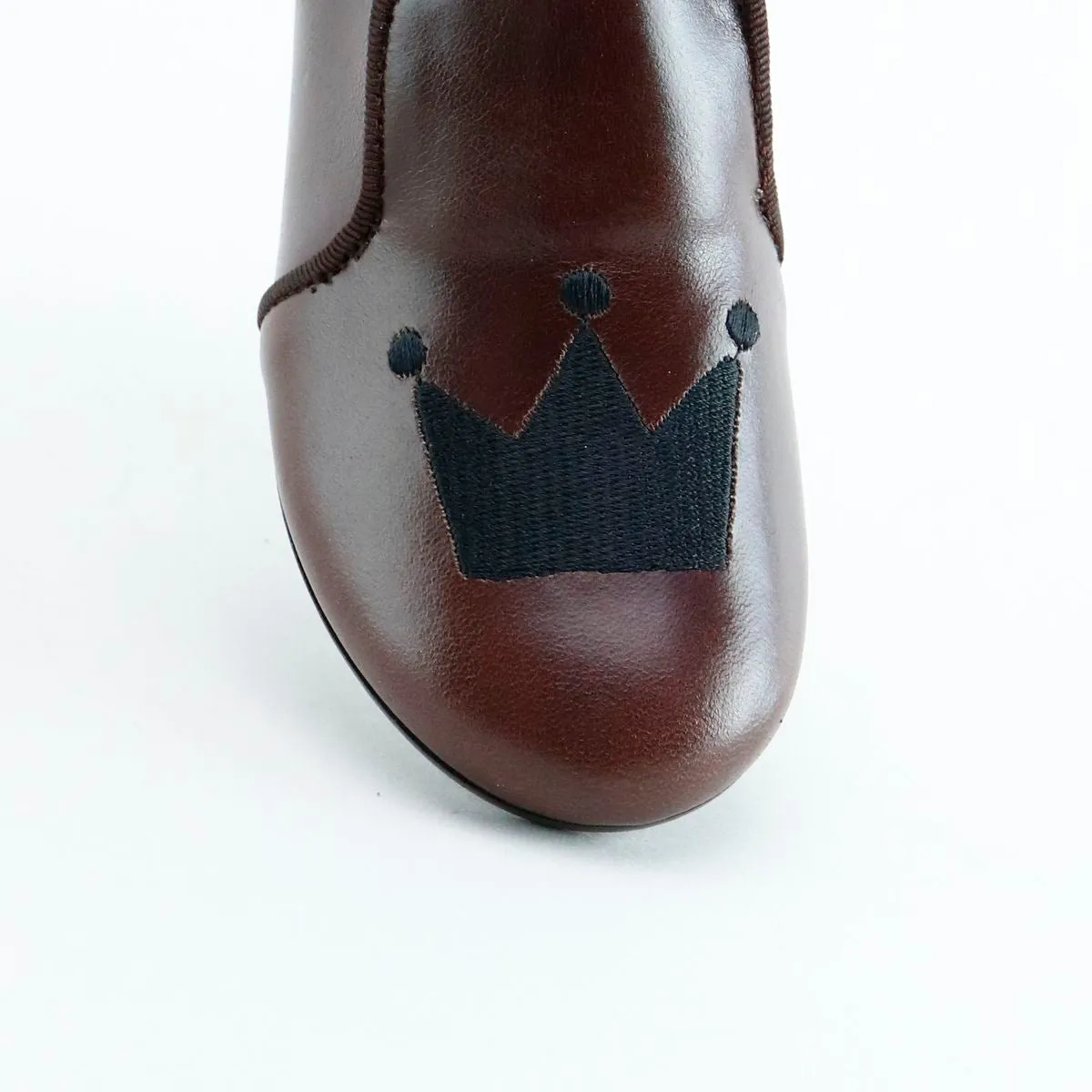 Papanatas Dark Brown Crown Embroidered Loafer