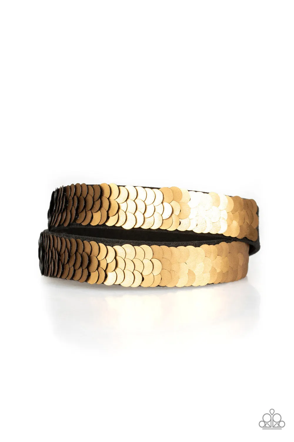 Paparazzi - Under The SEQUINS - Gold Bracelet