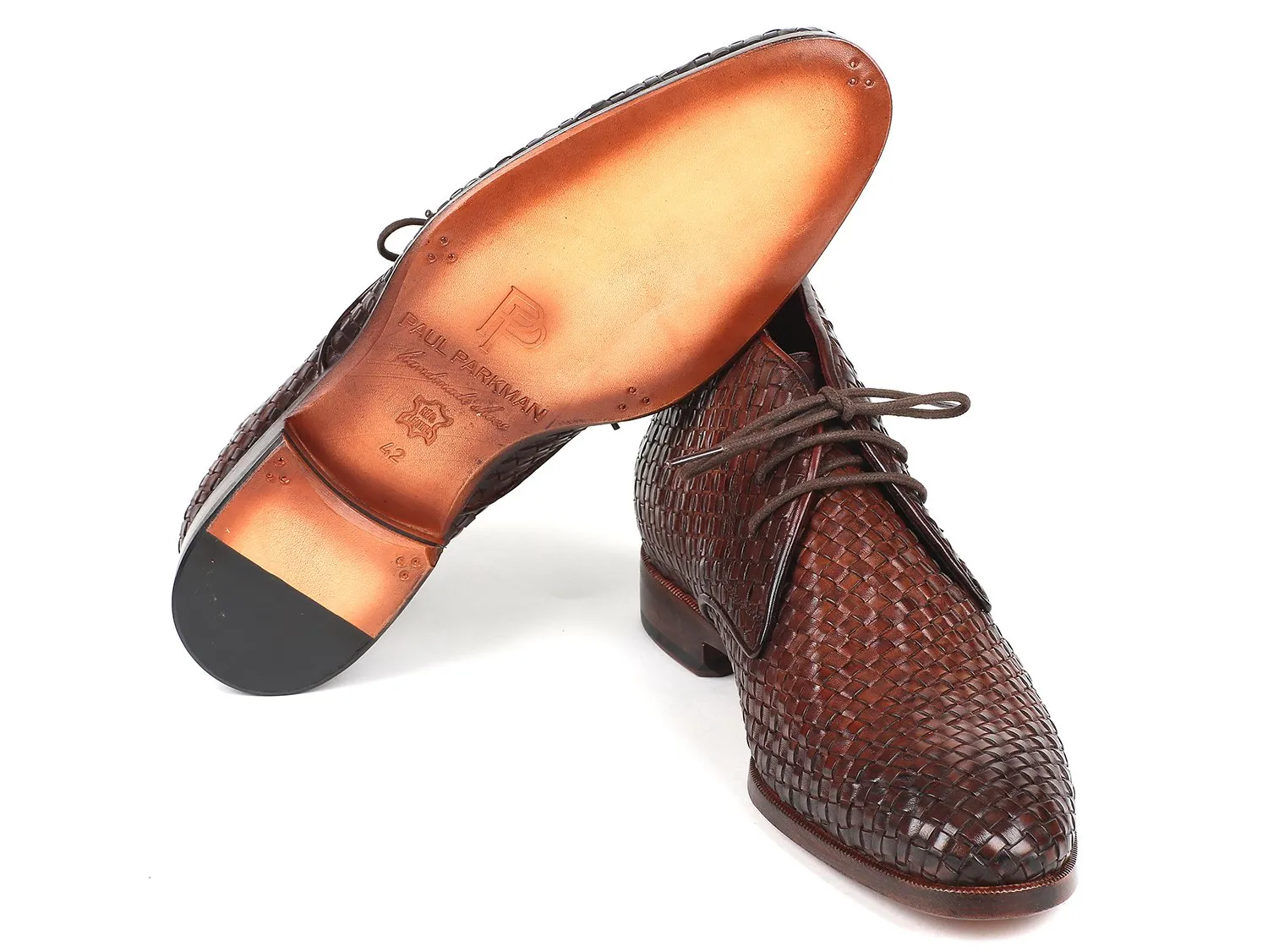 Paul Parkman Men's Woven Leather Chukka Boots in Brown