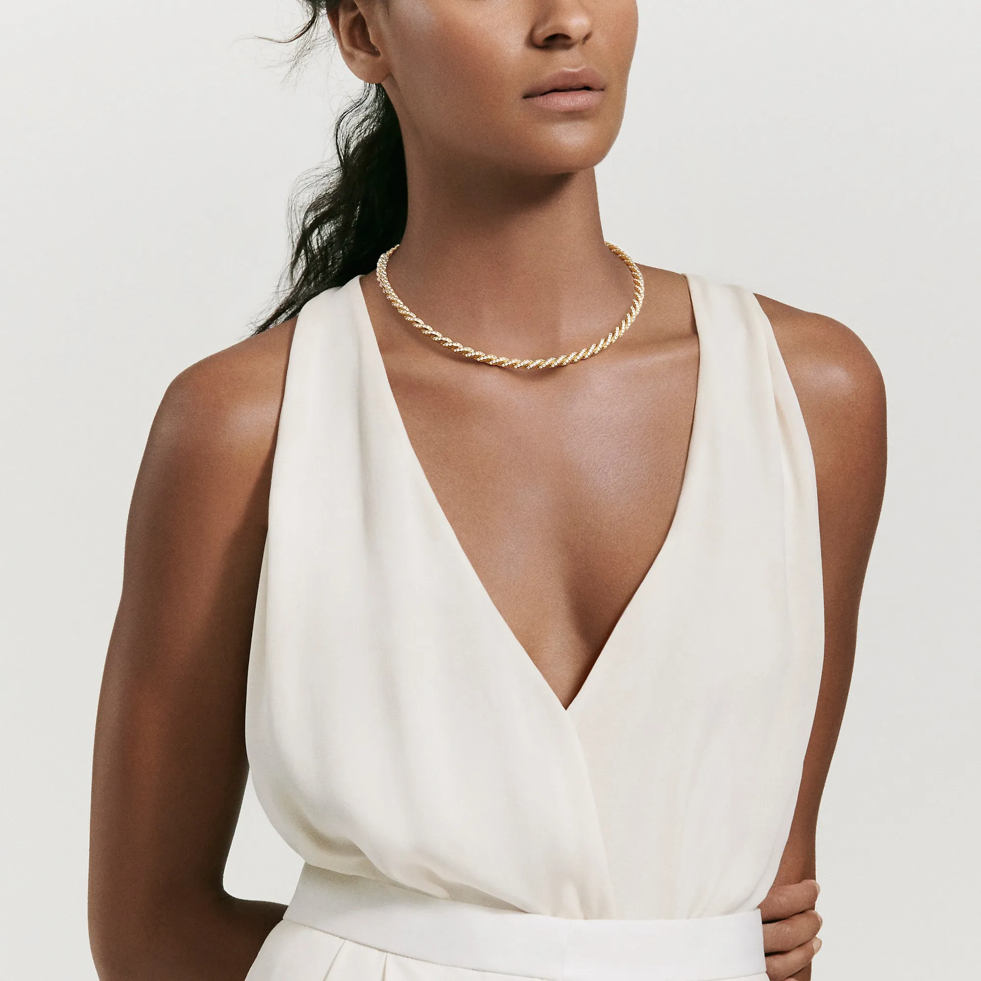 Pavéflex Necklace with Diamonds in 18K Yellow Gold