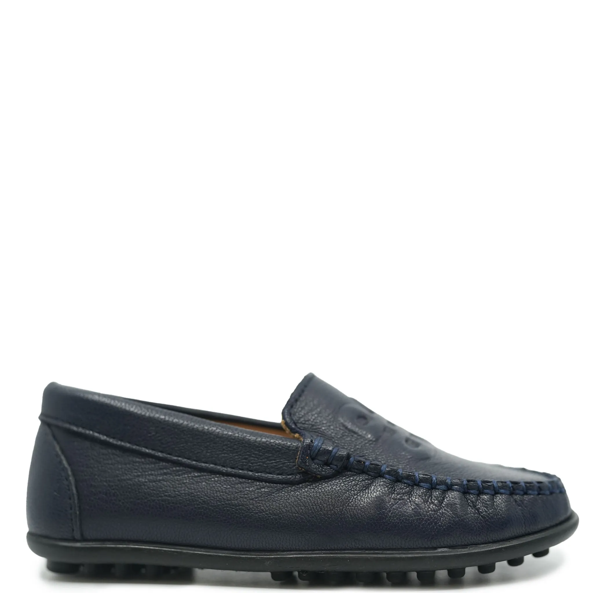Porte Navy Leather Logo Loafer