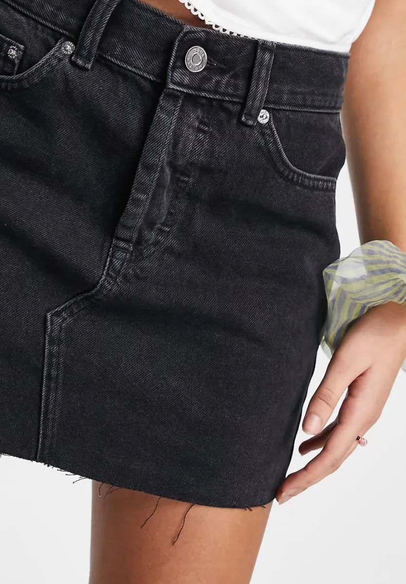 Raw Hem Denim Mini Skirt