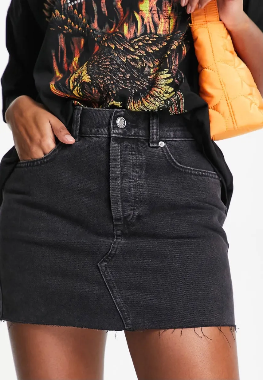Raw Hem Denim Mini Skirt