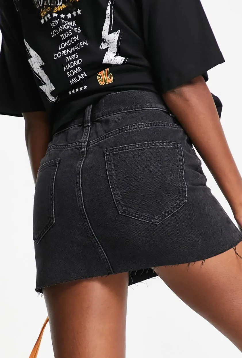 Raw Hem Denim Mini Skirt