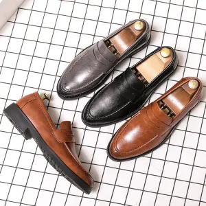 Retro British Style Slip-on Round Toe Loafers
