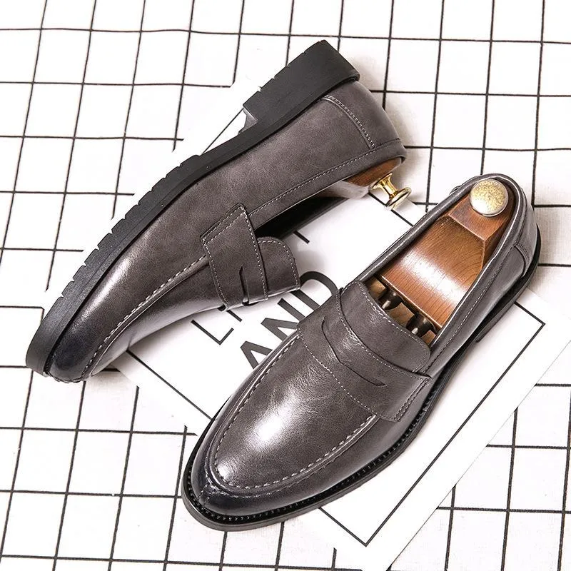 Retro British Style Slip-on Round Toe Loafers