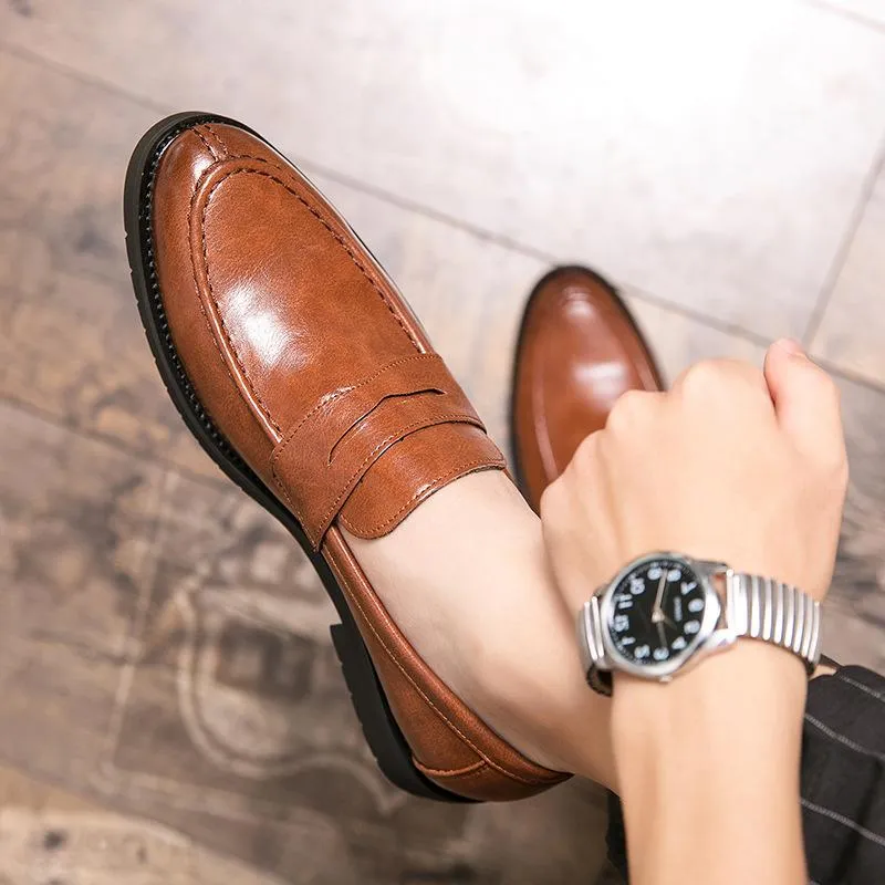 Retro British Style Slip-on Round Toe Loafers
