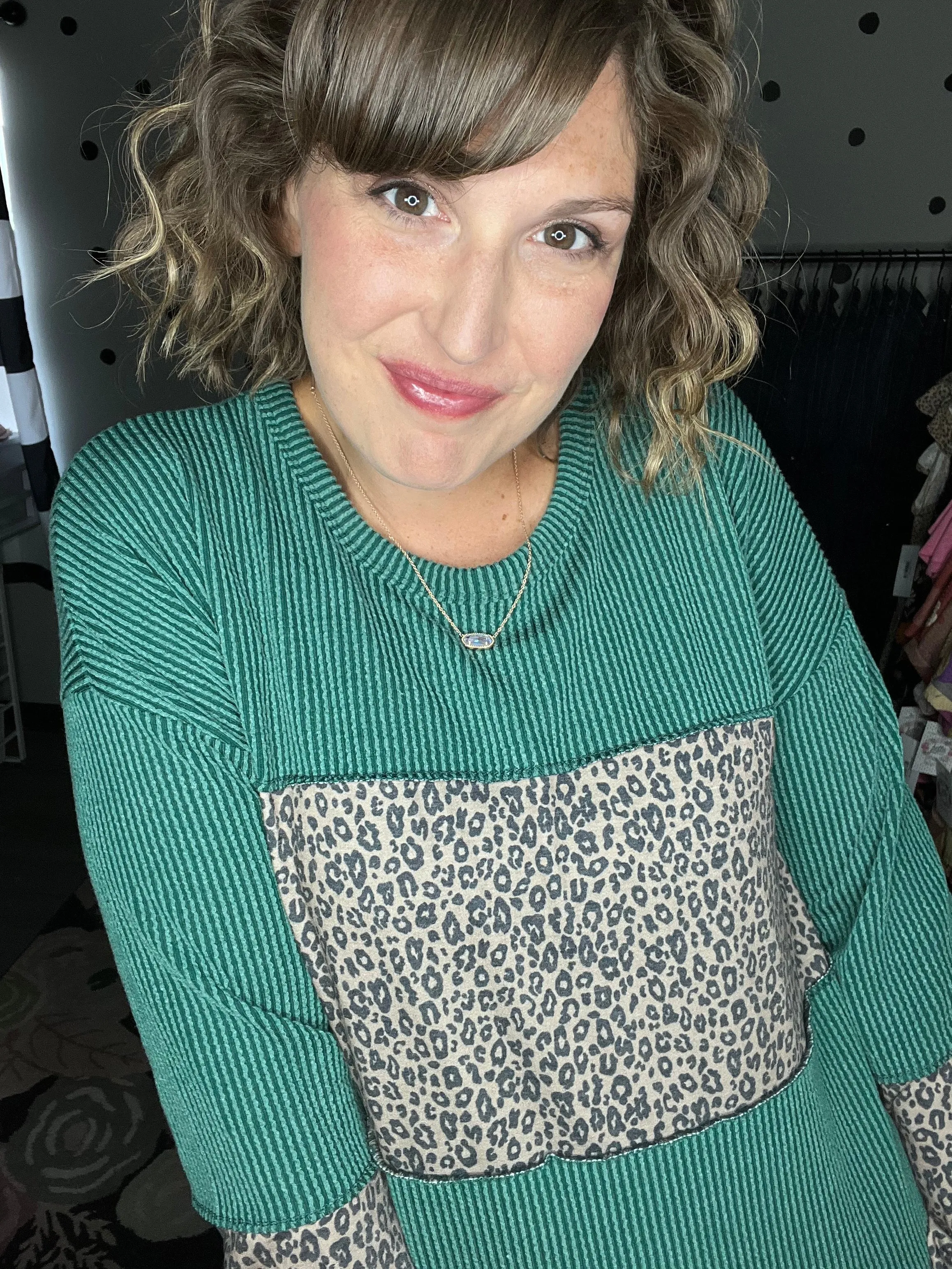 Ribbed Knit & Leopard Long Sleeve