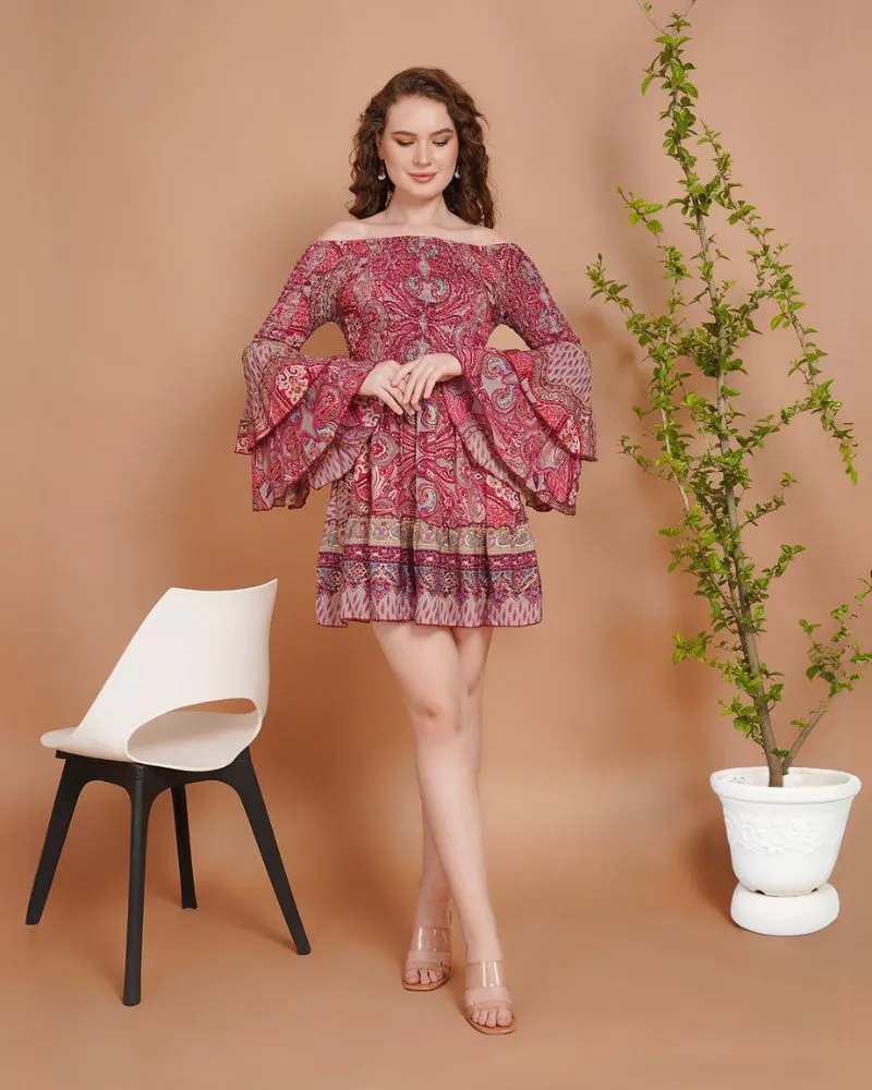 Rosette reverie smocked mini dress
