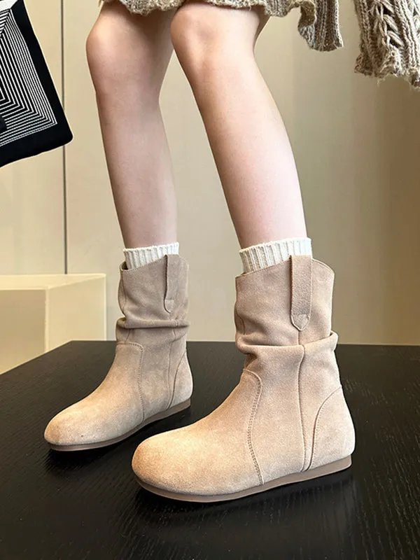Round-Toe Split-Joint Boots