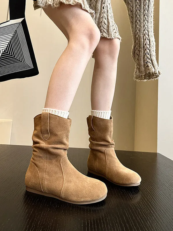 Round-Toe Split-Joint Boots
