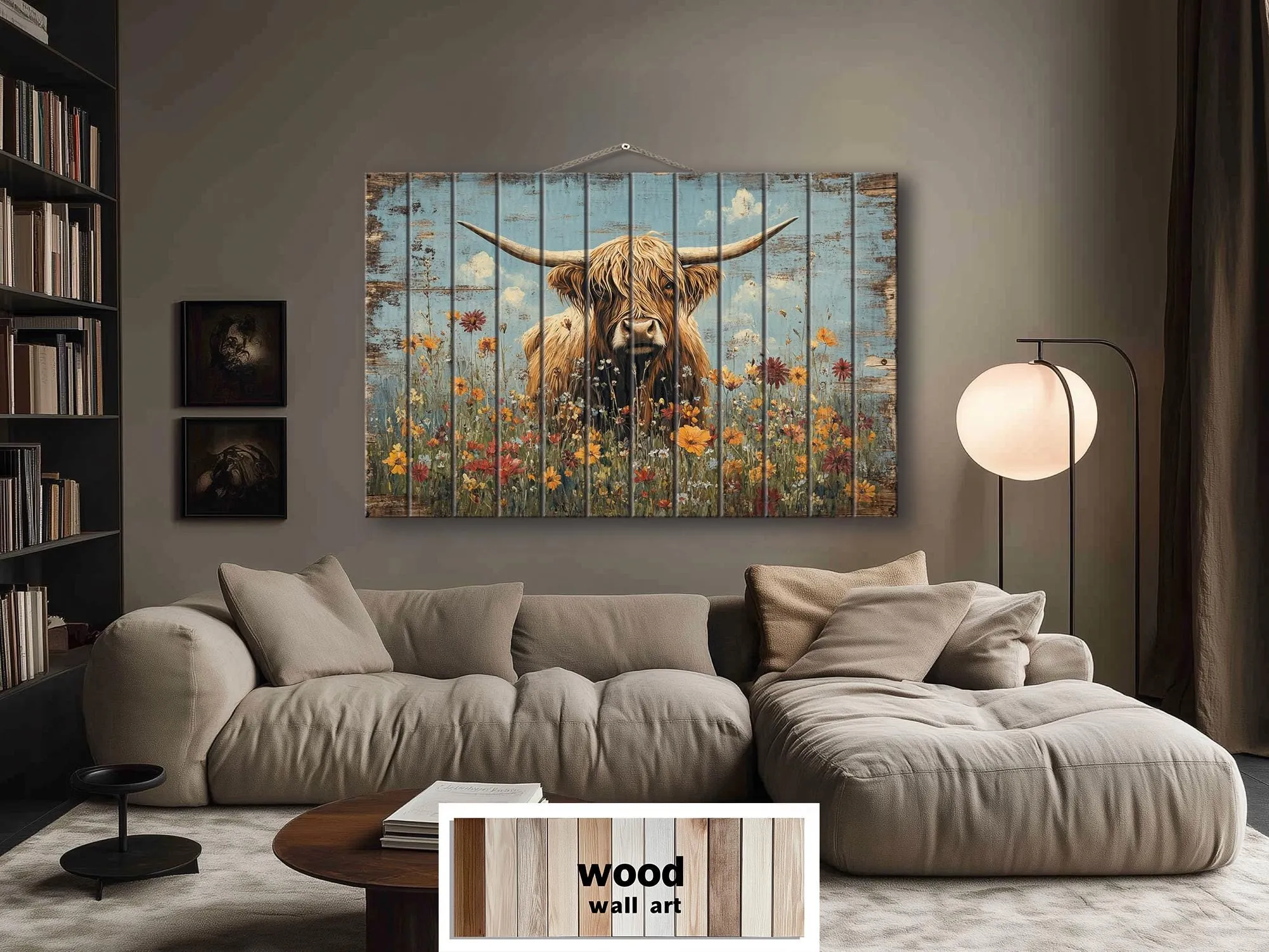 Rustic Highland Cow Wood Sign Wall Art