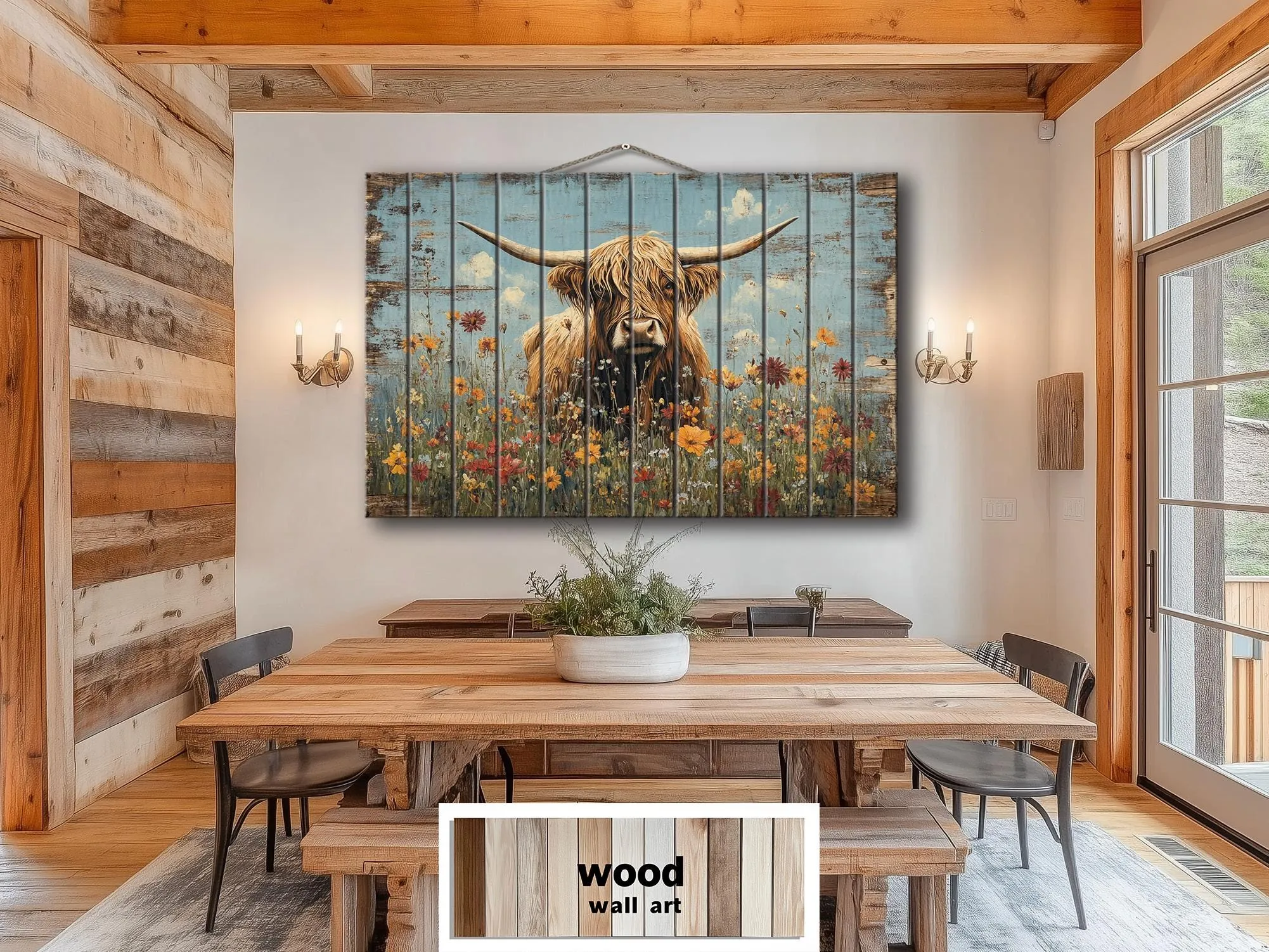Rustic Highland Cow Wood Sign Wall Art