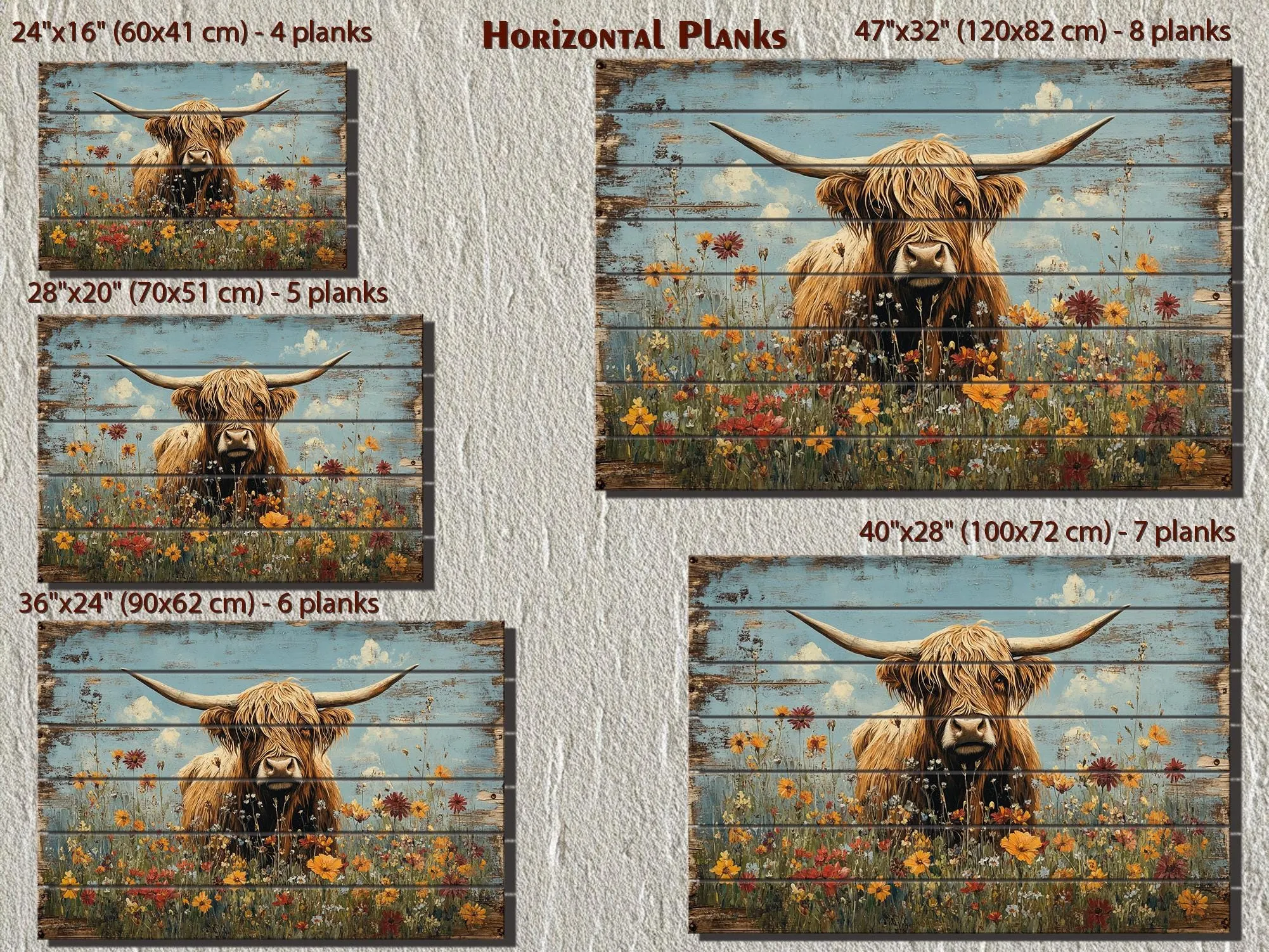 Rustic Highland Cow Wood Sign Wall Art