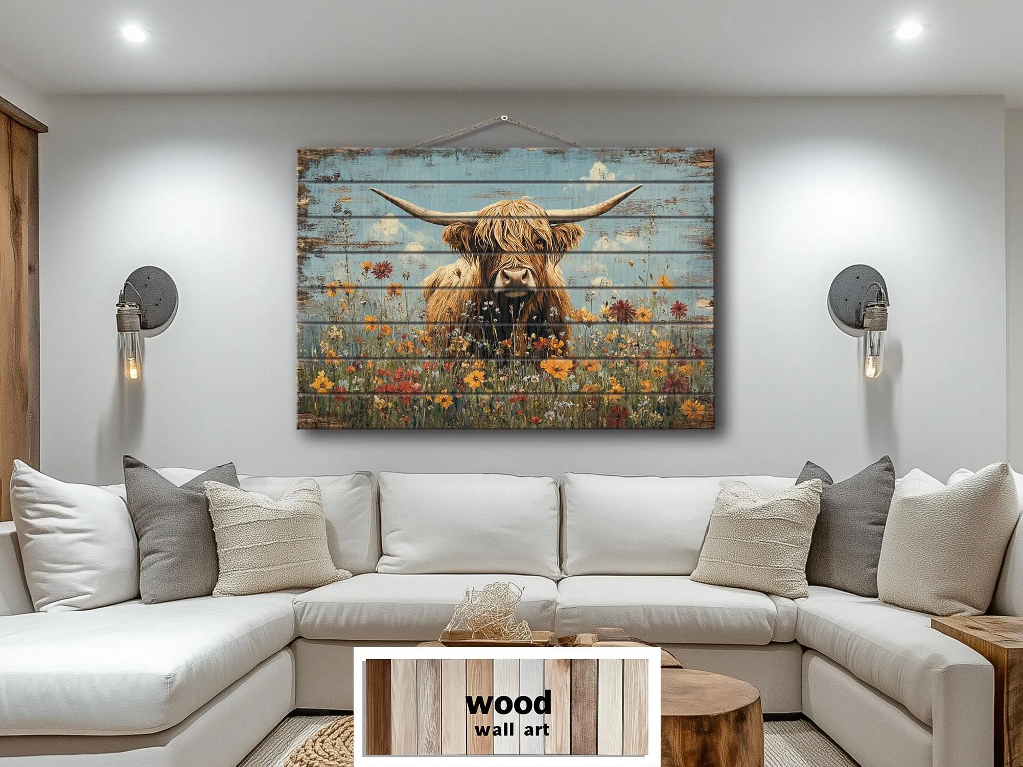Rustic Highland Cow Wood Sign Wall Art