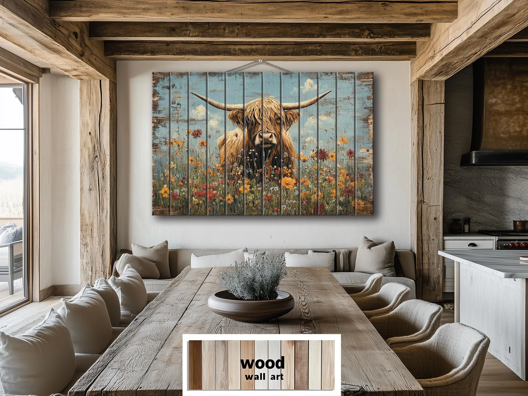 Rustic Highland Cow Wood Sign Wall Art