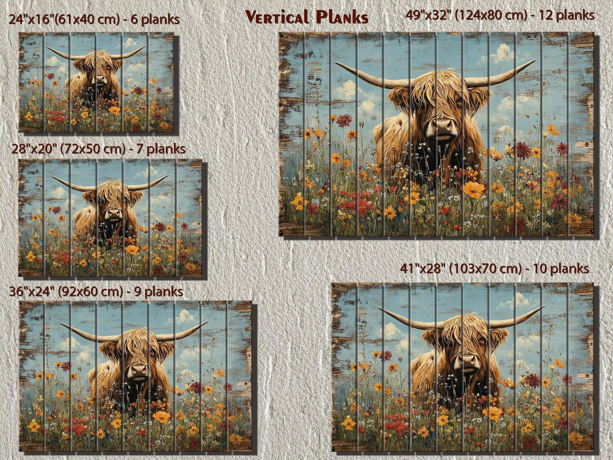 Rustic Highland Cow Wood Sign Wall Art