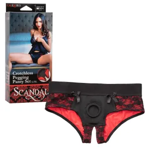 Scandal® Crotchless Pegging Panty Set - L/XL