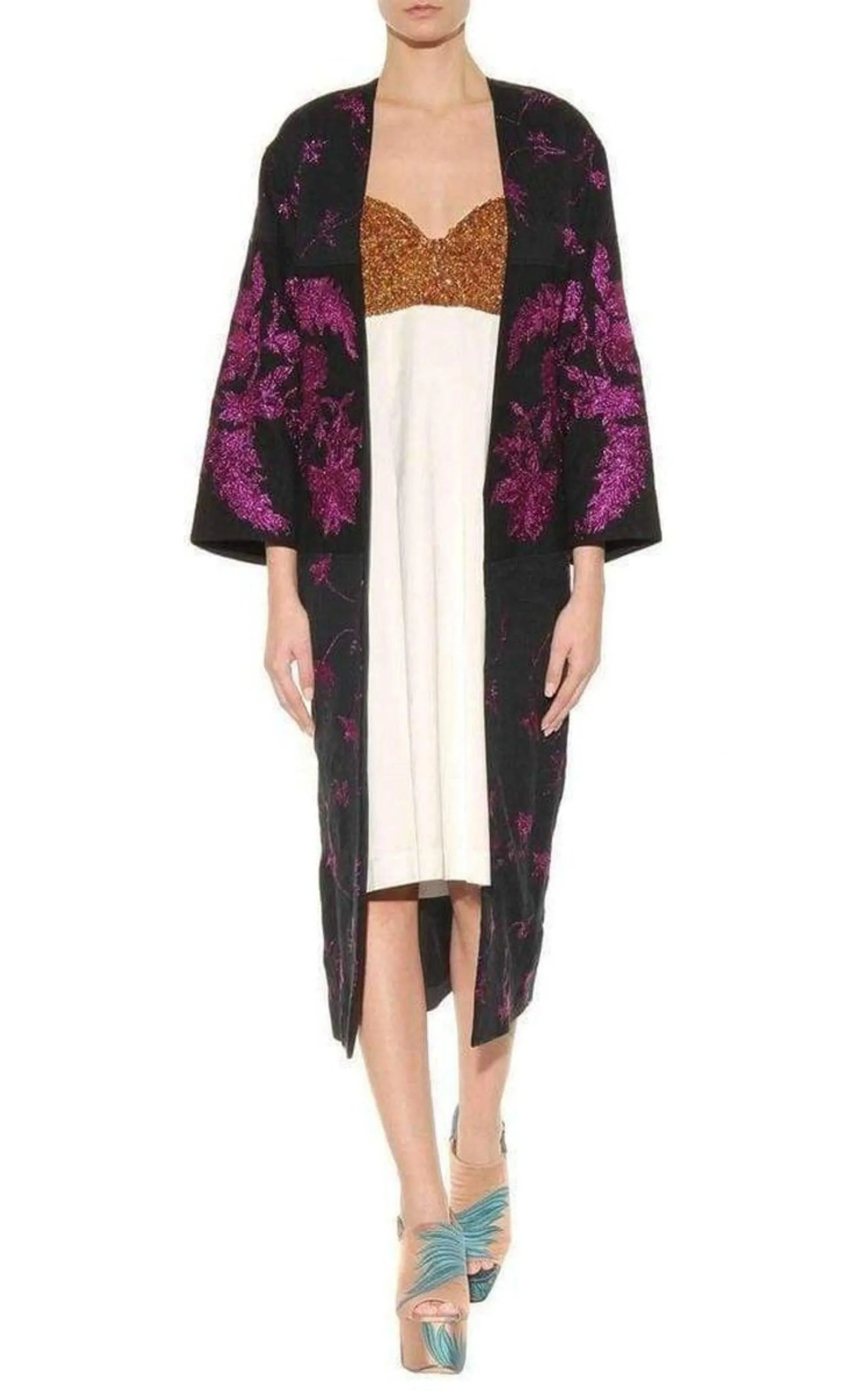 Sequin-Embellished Satin Dress
