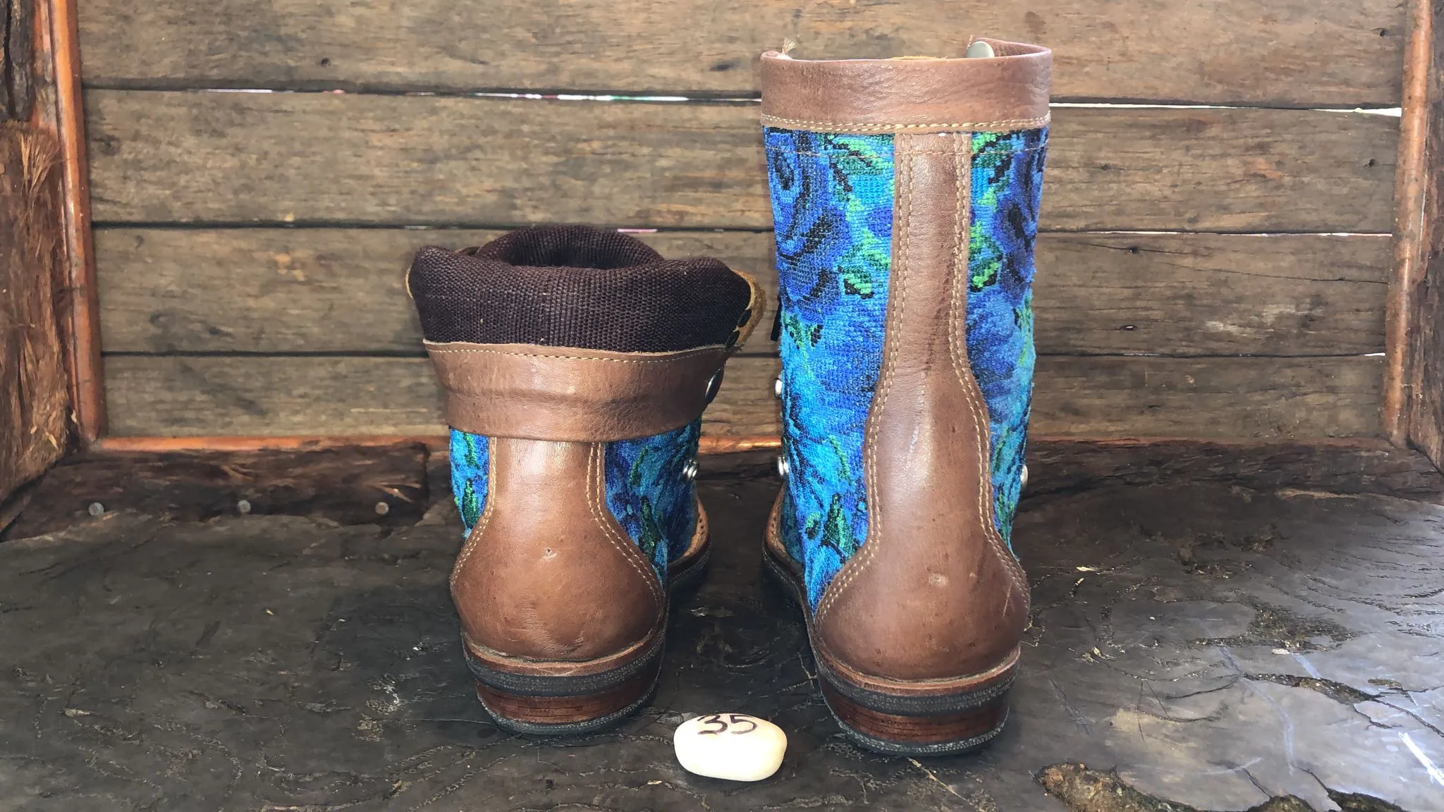 Size 35 Gypsy Boots - Blue Roses