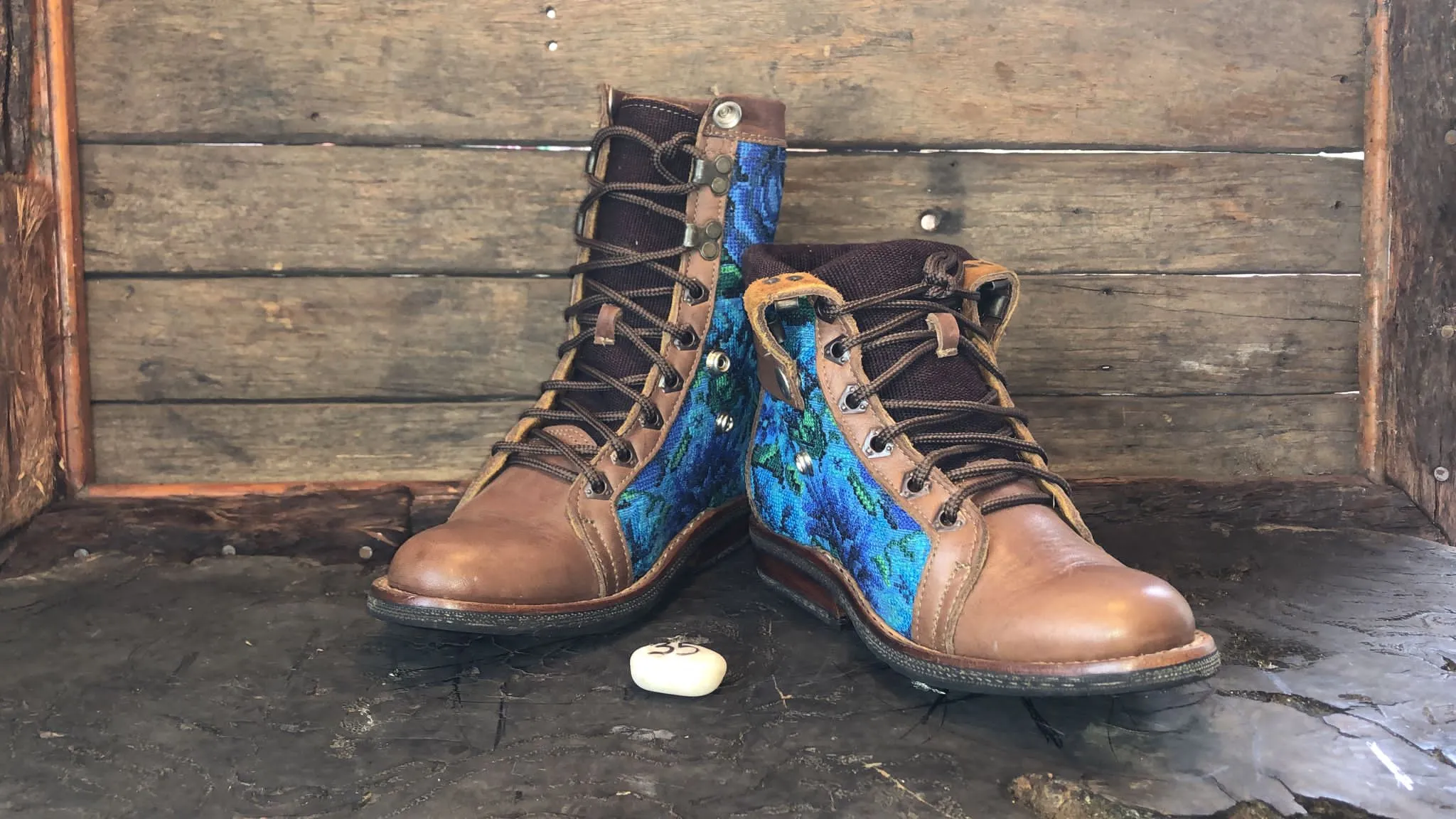 Size 35 Gypsy Boots - Blue Roses