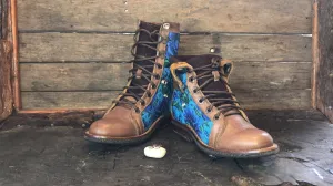 Size 35 Gypsy Boots - Blue Roses