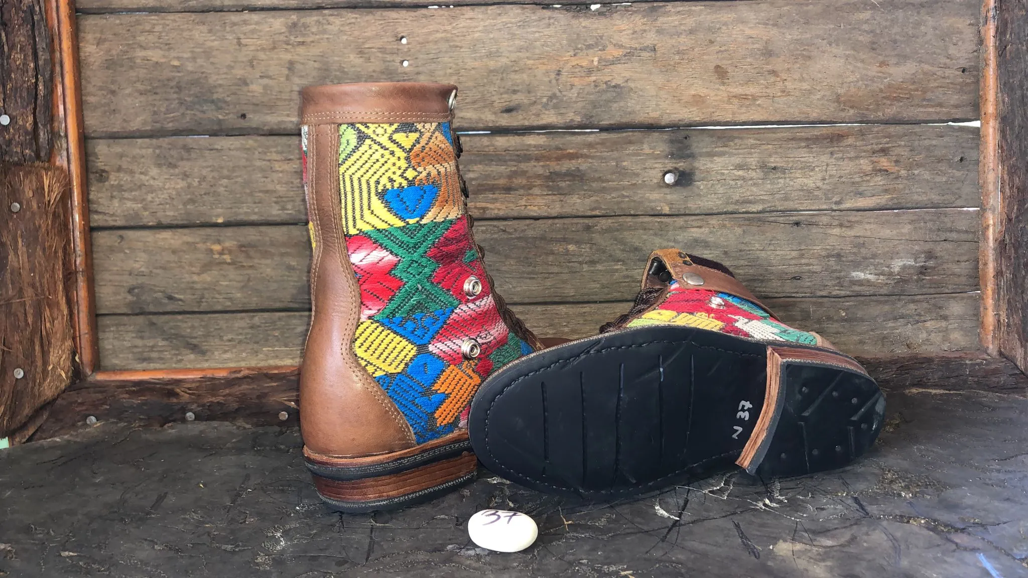 Size 37 Gypsy Boots - Primary Coloured Birds
