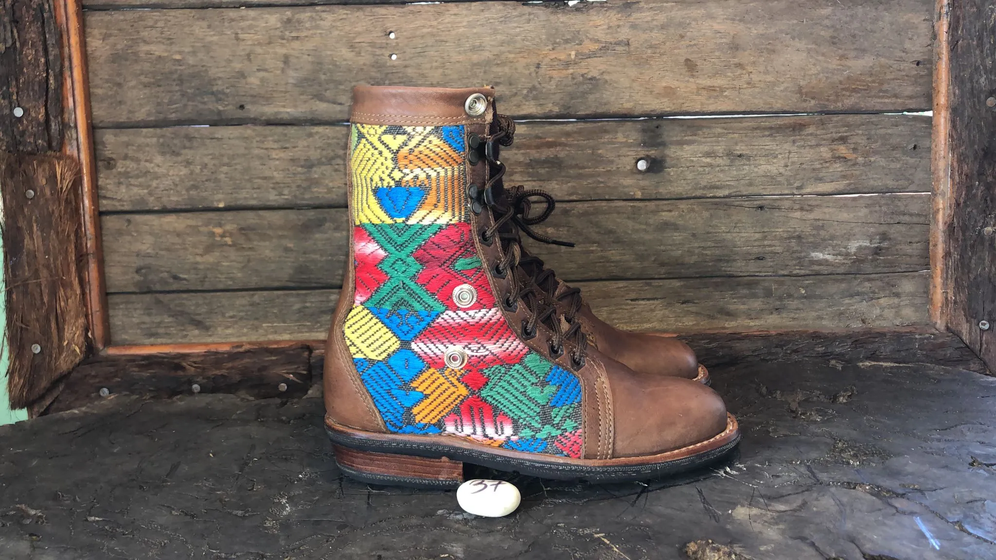 Size 37 Gypsy Boots - Primary Coloured Birds