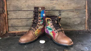 Size 37 Gypsy Boots - Primary Coloured Birds